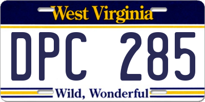 WV license plate DPC285