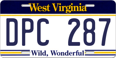 WV license plate DPC287