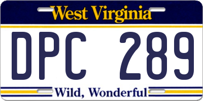 WV license plate DPC289
