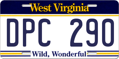 WV license plate DPC290