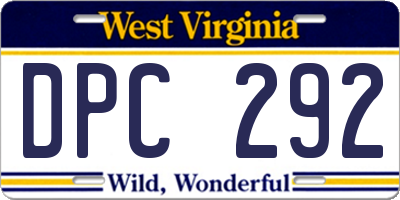 WV license plate DPC292