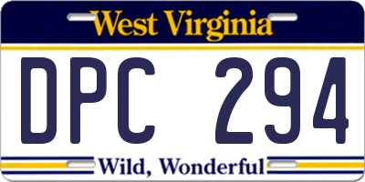 WV license plate DPC294