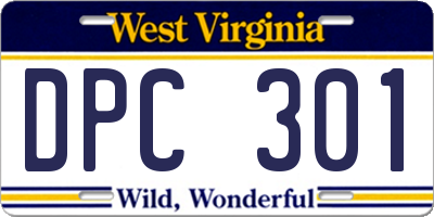 WV license plate DPC301