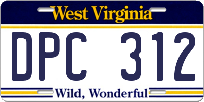 WV license plate DPC312