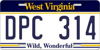 WV license plate DPC314