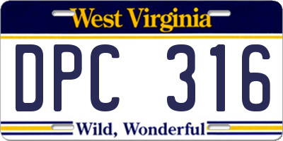 WV license plate DPC316
