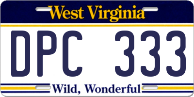 WV license plate DPC333