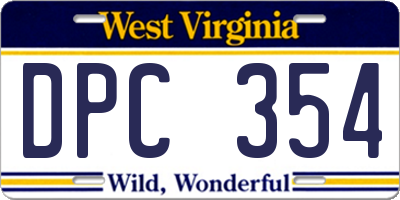WV license plate DPC354