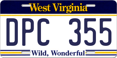 WV license plate DPC355