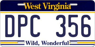 WV license plate DPC356