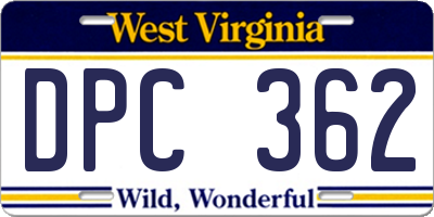 WV license plate DPC362