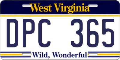 WV license plate DPC365