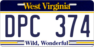 WV license plate DPC374
