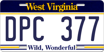 WV license plate DPC377