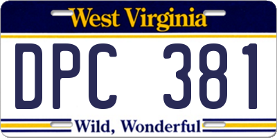WV license plate DPC381