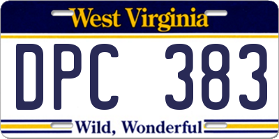 WV license plate DPC383