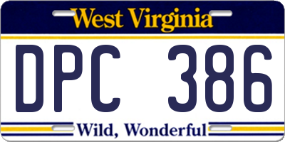 WV license plate DPC386