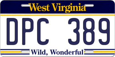 WV license plate DPC389