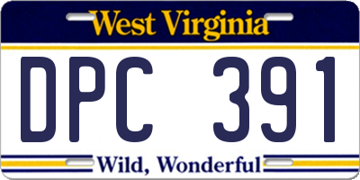 WV license plate DPC391