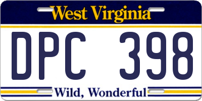 WV license plate DPC398