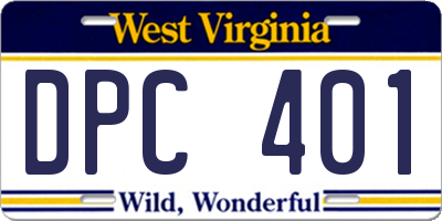 WV license plate DPC401