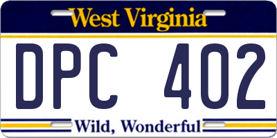 WV license plate DPC402