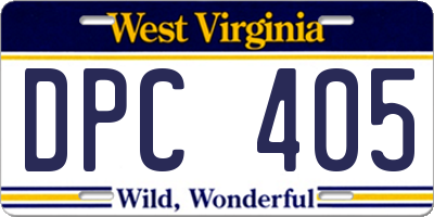 WV license plate DPC405