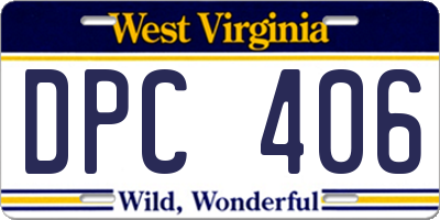 WV license plate DPC406