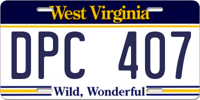 WV license plate DPC407