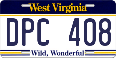 WV license plate DPC408