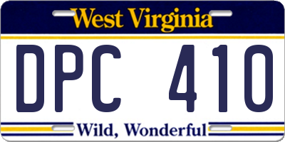 WV license plate DPC410