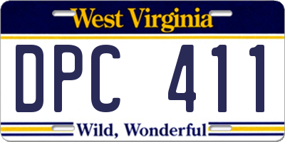 WV license plate DPC411