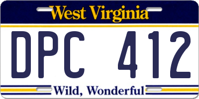 WV license plate DPC412