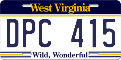WV license plate DPC415