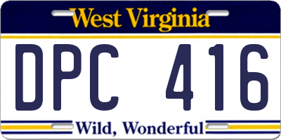 WV license plate DPC416