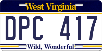 WV license plate DPC417