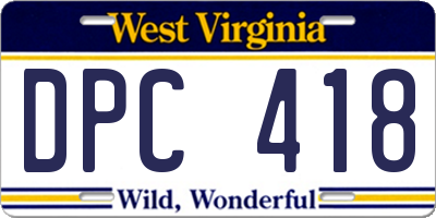WV license plate DPC418