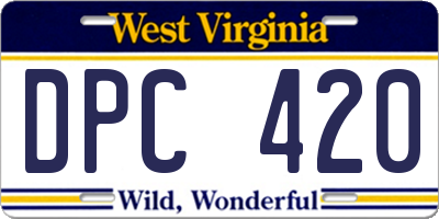 WV license plate DPC420