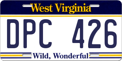 WV license plate DPC426