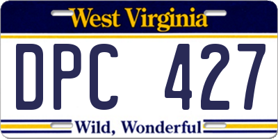 WV license plate DPC427