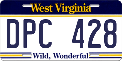 WV license plate DPC428