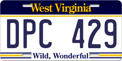 WV license plate DPC429