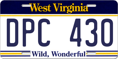 WV license plate DPC430