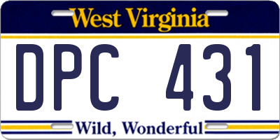 WV license plate DPC431