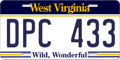 WV license plate DPC433