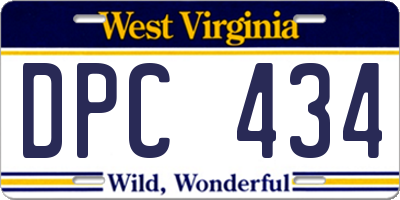 WV license plate DPC434