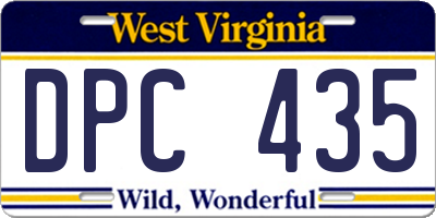 WV license plate DPC435