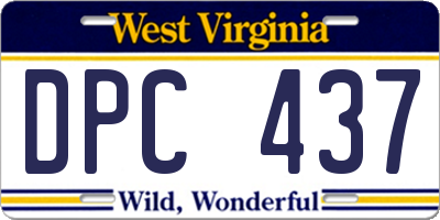 WV license plate DPC437