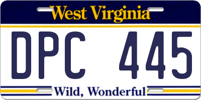 WV license plate DPC445