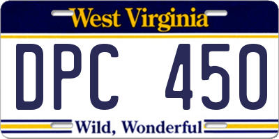 WV license plate DPC450